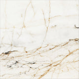Afyon White marble-look porcelain slab with warm gold and black veining