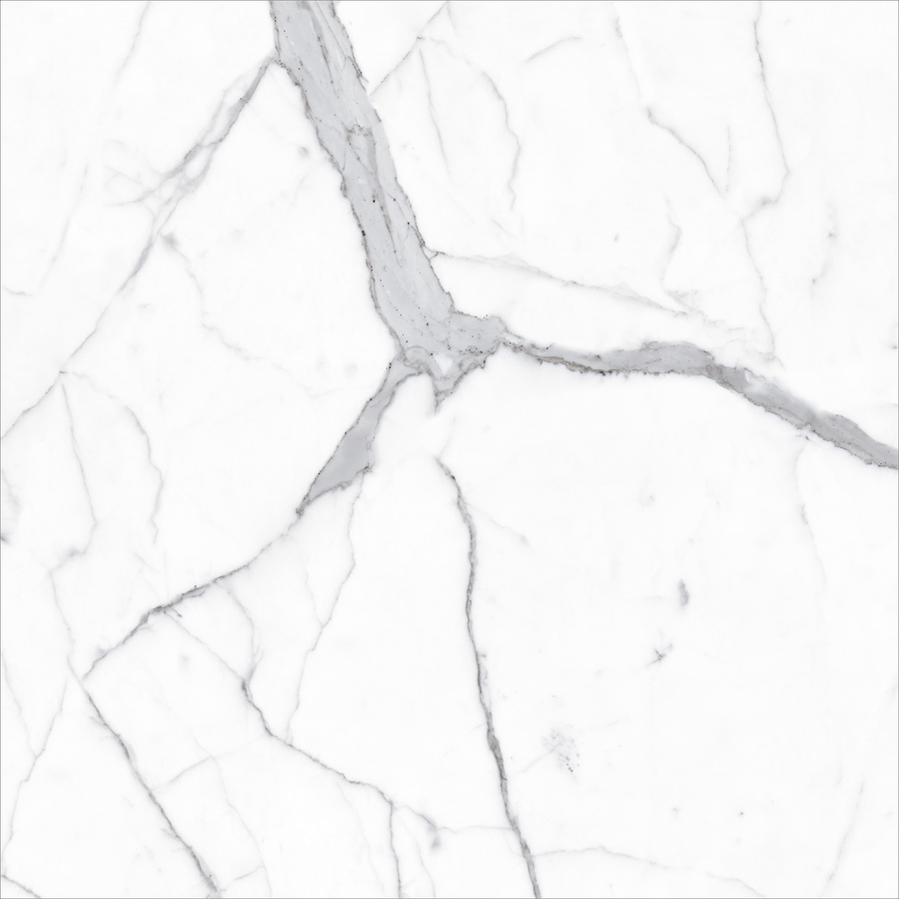 Close-up of Alps Natural Statuario slab showing dramatic marble vein pattern
