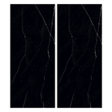 Royal Marquina 120x278cm glossy porcelain tile with bold white veining on a deep black base. Elegant 09mm slab for luxury floors and feature walls.