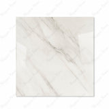 Calcutta Aurora glossy porcelain tile 120x120cm displayed on easel against luxury marble backdrop for UAE interior design