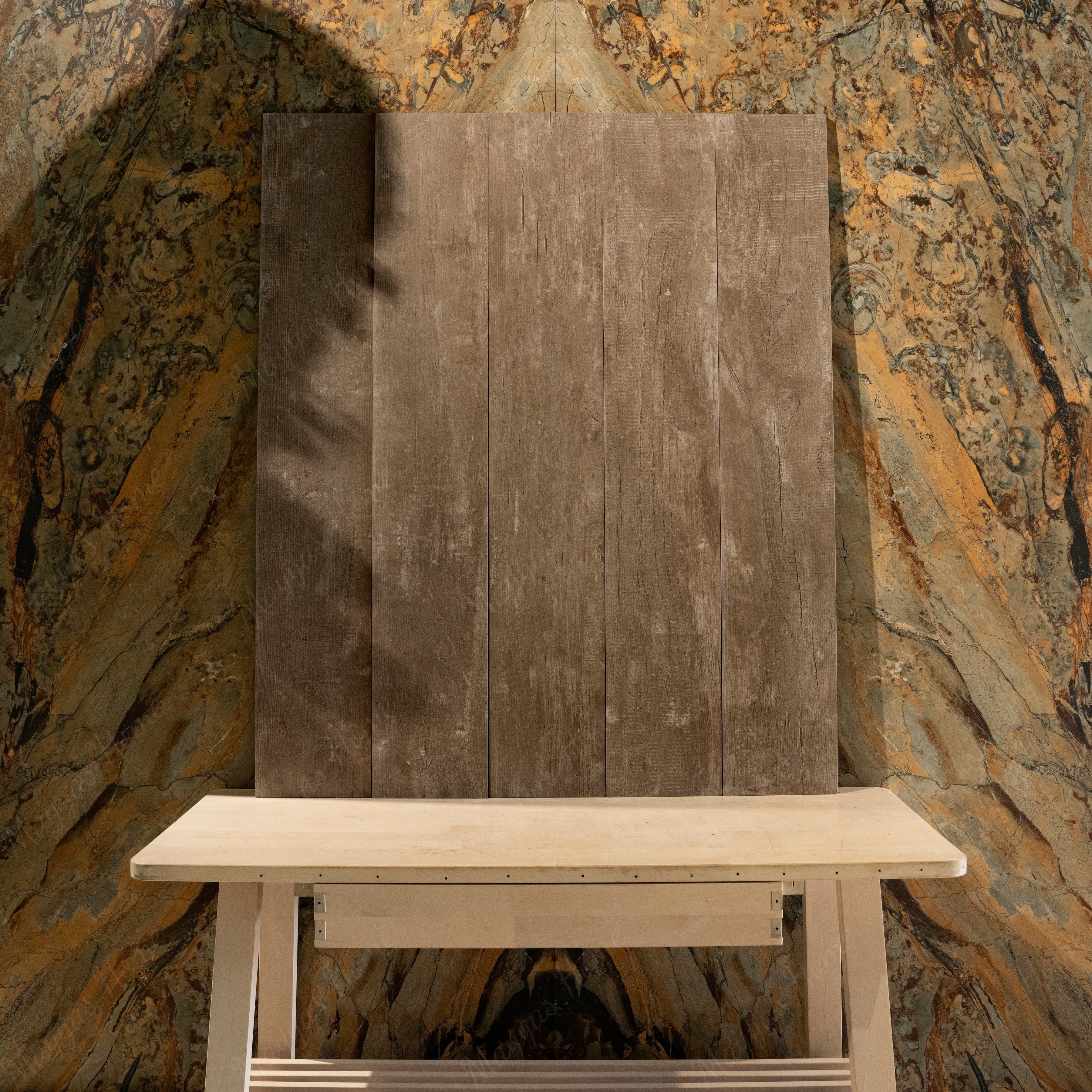 Rustic brown porcelain wood-look tile ideal for farmhouse and industrial spaces
