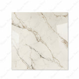 Signora glossy porcelain tile 120x120cm displayed on easel against luxury marble backdrop for UAE interior design
