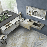 Macchia Vecchia Azzurra 160x320cm 06mm – Book-Match Honed Porcelain Tile