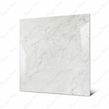 Silver Fume large format porcelain tile angled view highlighting polished marble finish, dramatic veining, and rectified edges