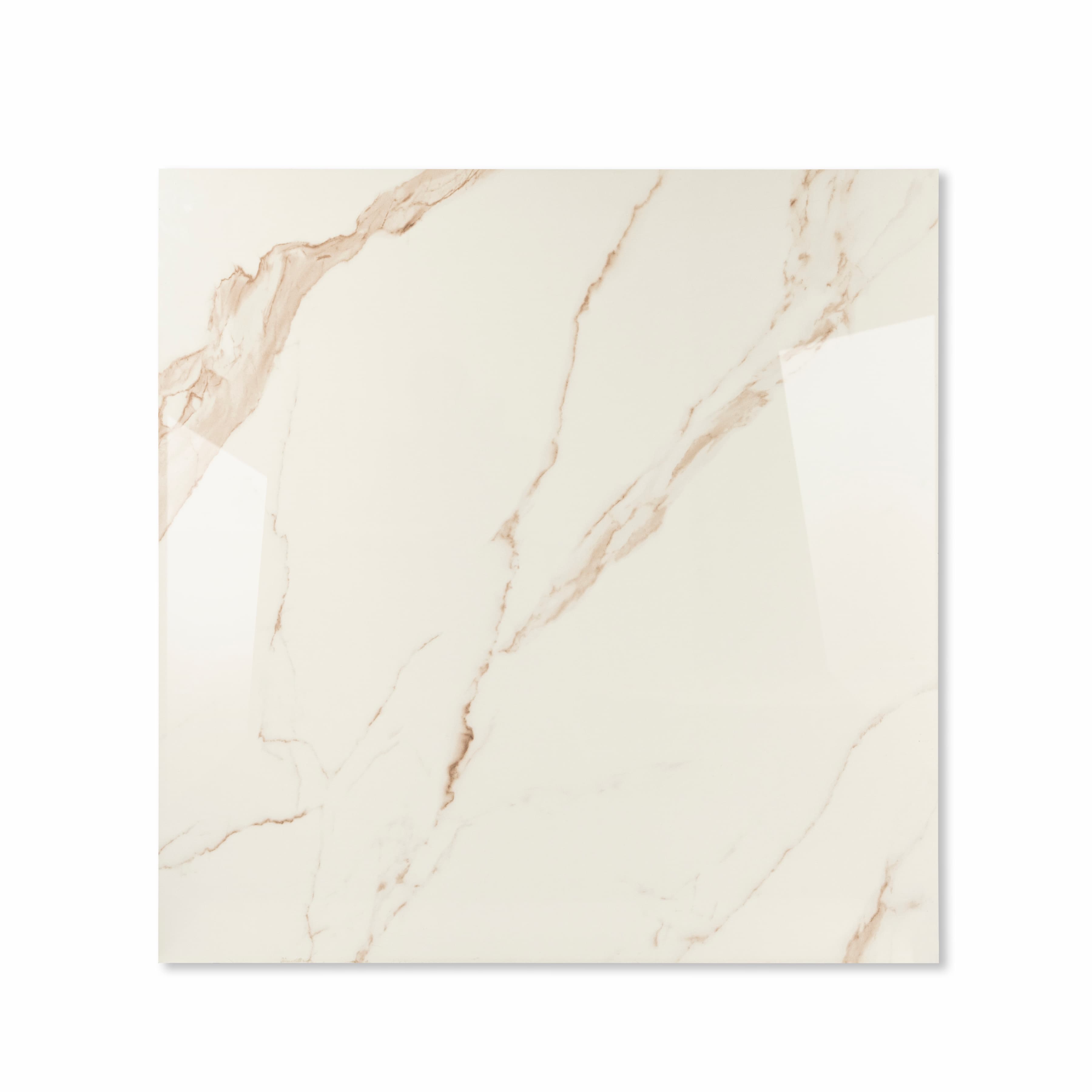 Grisial Pink glossy porcelain tile 120x120cm displayed on easel against luxury marble backdrop for UAE interior design