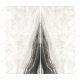 Agata Onyx BM porcelain slab flat view showing pearl white onyx surface with sweeping charcoal grey agate banding and natural ripple patterns