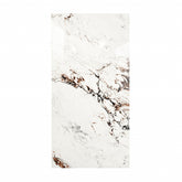 Statuario Rena 120x240cm glossy tile with grey veining on a white base. Durable and elegant, perfect for walls, floors, and modern luxury interiors.
