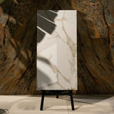 Fabula Beige Polished Limestone Look Glossy Porcelain Floor & Wall Tile 60x120cm 9mm Thickness