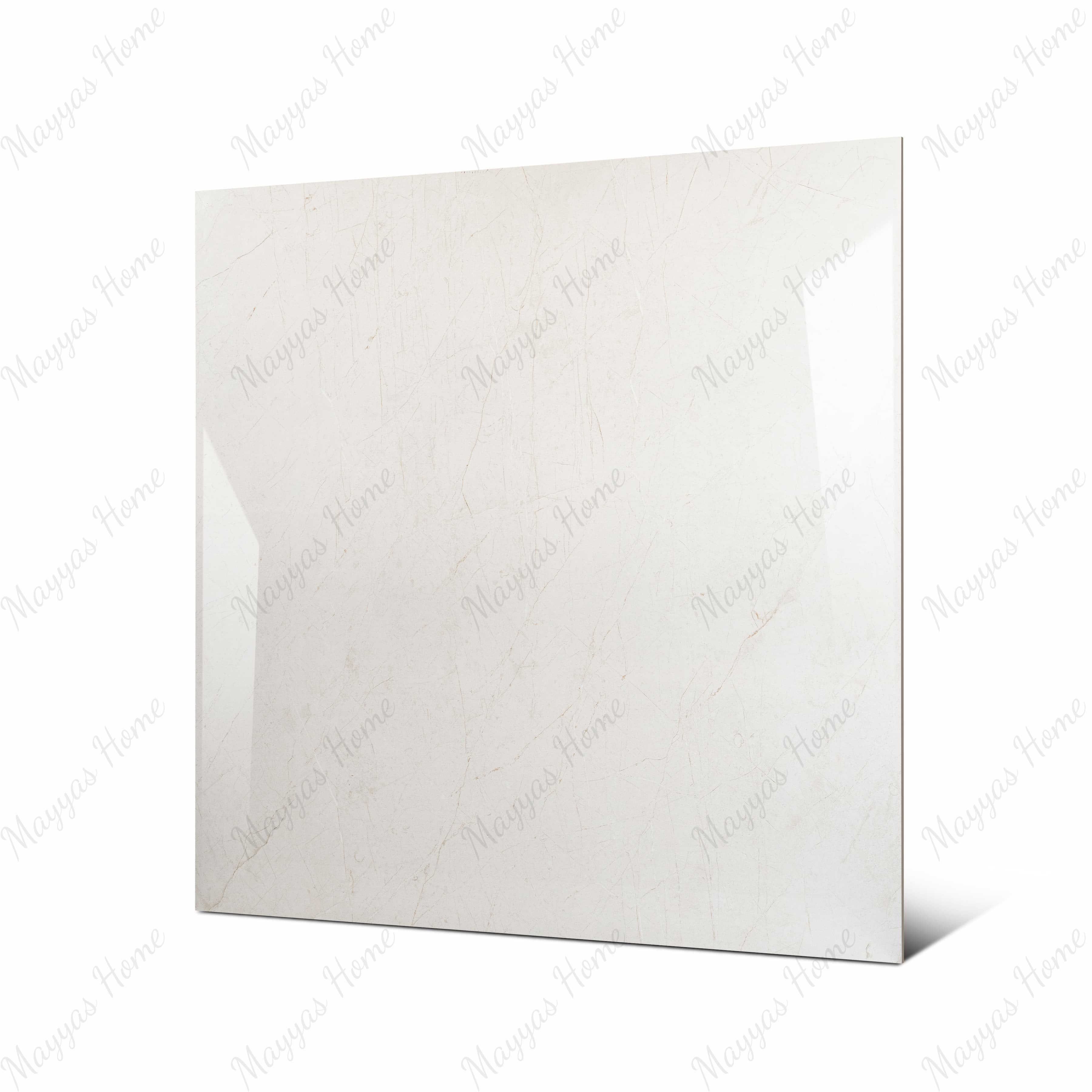 Elegant Crema large format porcelain tile angled view highlighting polished cream marble finish and rectified edges