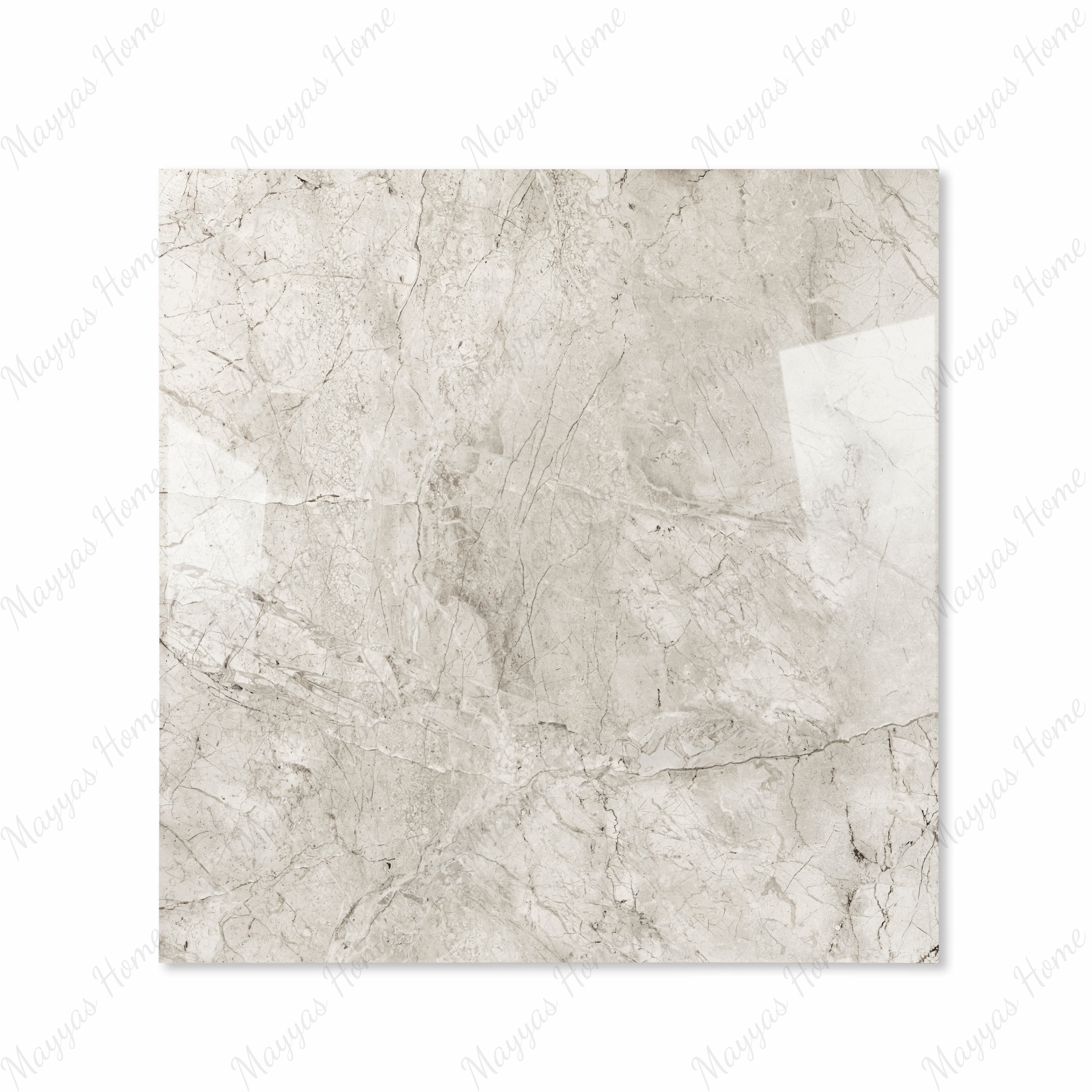 Breccia Bianco glossy porcelain tile 120x120cm displayed on easel against luxury marble backdrop for UAE interior design
