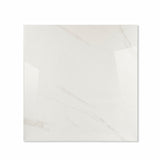 Smoke White glossy porcelain tile 120x120cm displayed on easel against luxury marble backdrop for UAE interior design