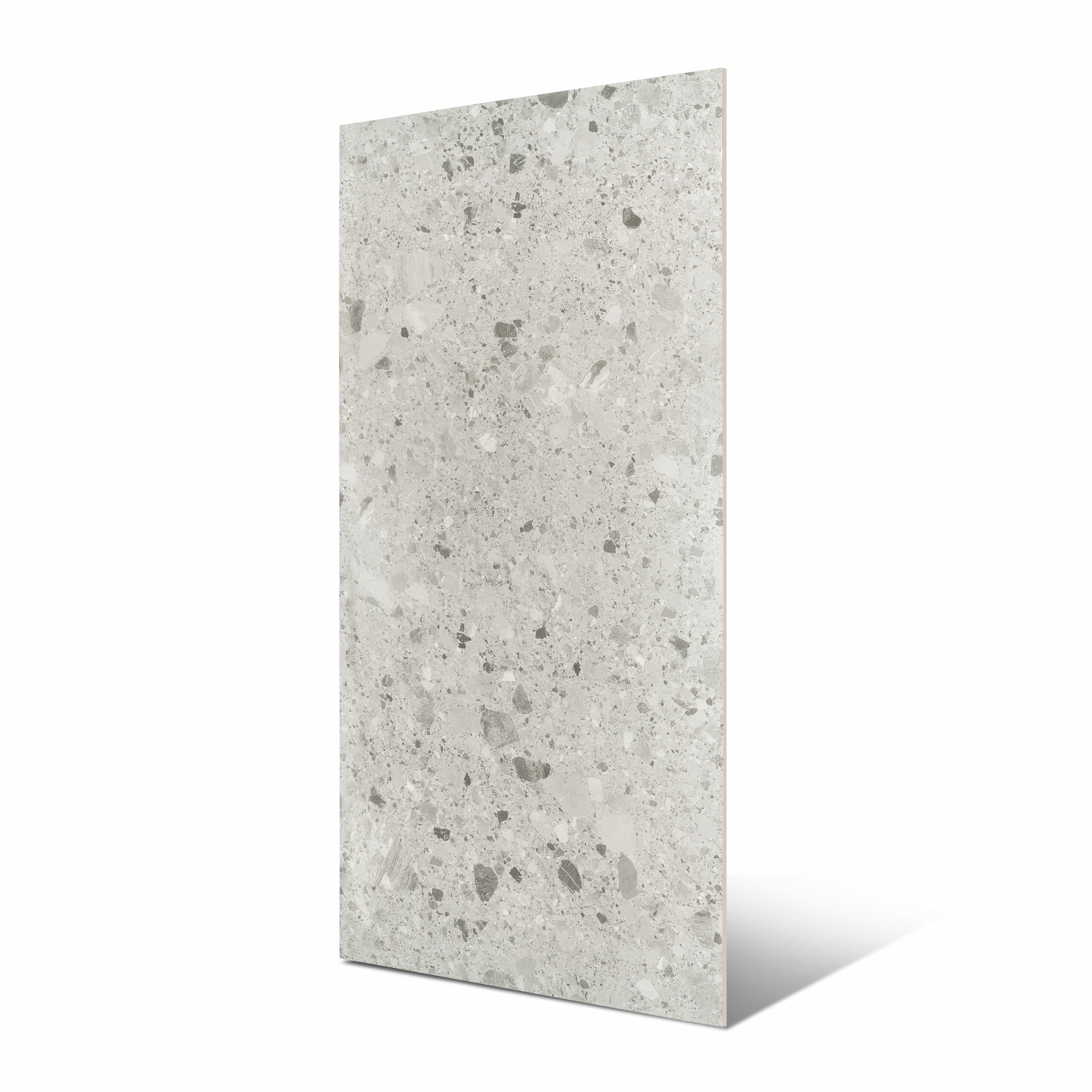 Chepoo Light Grey 120x240cm carving matt porcelain tile. Durable 09mm thickness, textured matt finish, ideal for modern walls and floors.