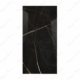 Vendome Royal porcelain slab flat view showing deep black marble surface with luxurious gold veining for UAE interior design