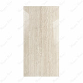 New Travertino Ivory 120x240cm glossy porcelain tile with travertine stone effect. Durable 9mm design for timeless walls and floors.