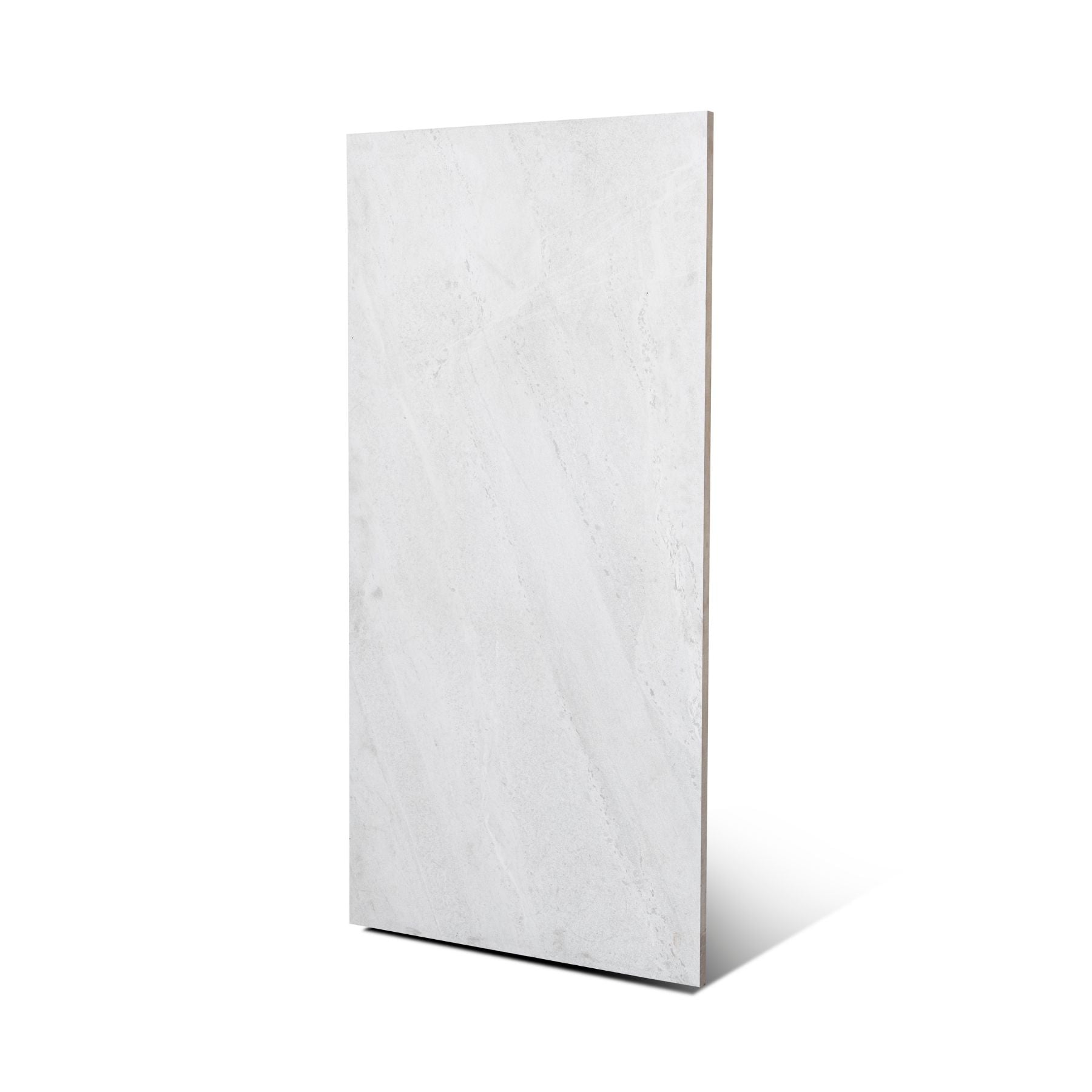 White Travertine matt porcelain tile 60x120cm x 2mm with elegant stone texture, durable large format surface ideal for modern floors, walls and premium interiors.