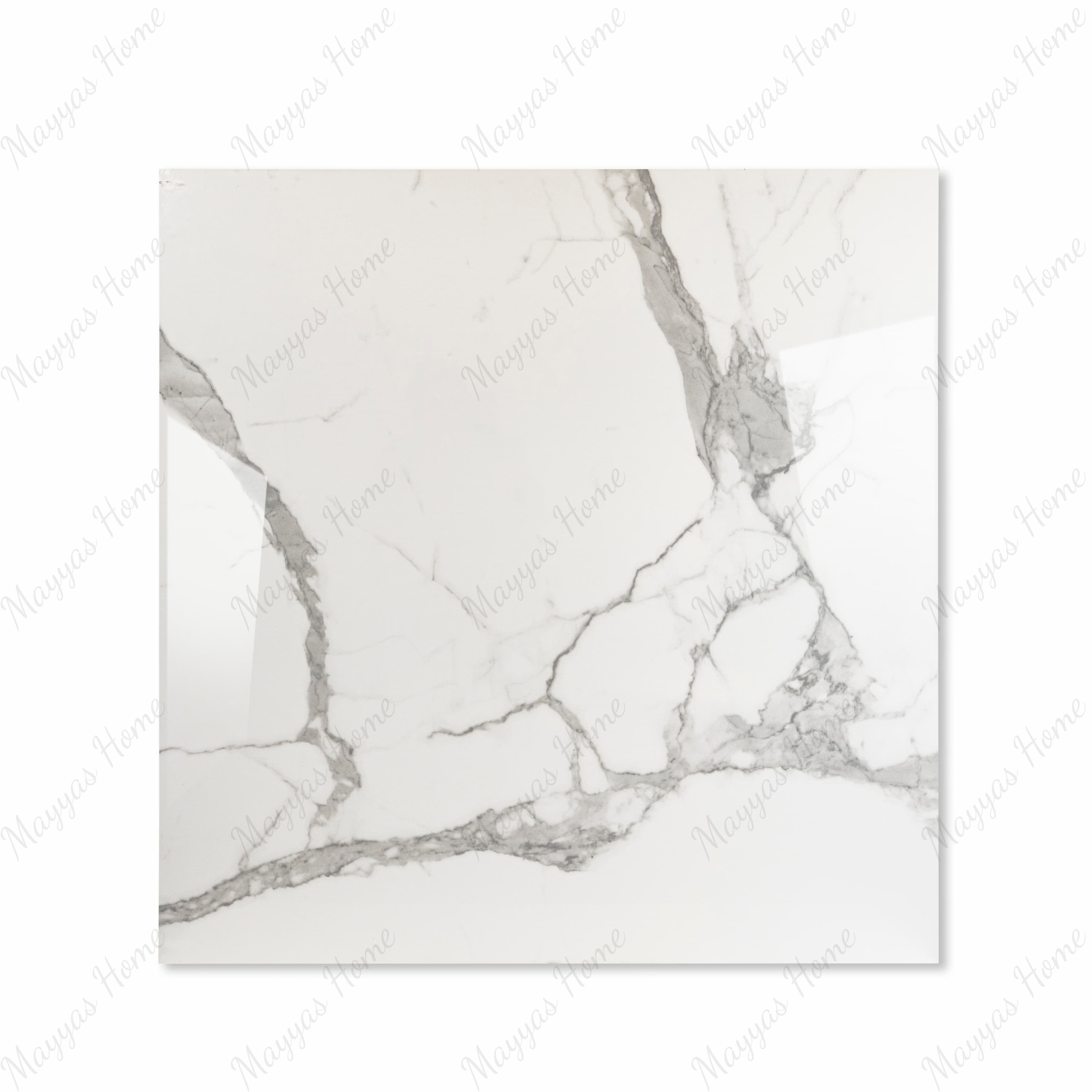 Alps Natural glossy porcelain tile 120x120cm displayed on easel against luxury marble backdrop for UAE interior design