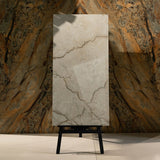 Torso Gold Glossy Marble Effect Porcelain Floor & Wall Tile 60x120cm 9mm