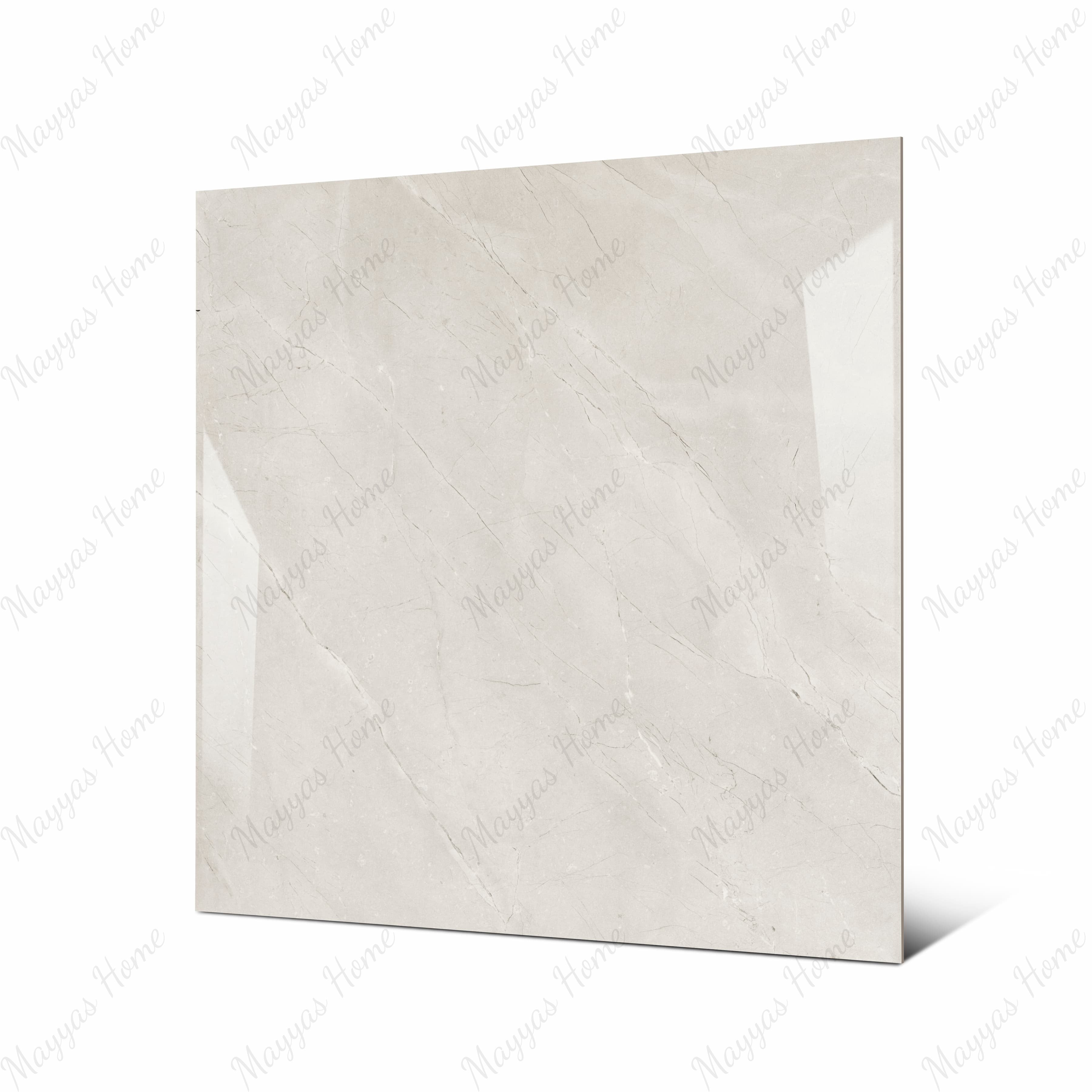 BURBERRY BIANCO – 120x120cm glossy porcelain tile with a soft white marble look. Premium large format surface for sophisticated modern interiors.