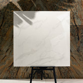 ELITE WHITE – 120x120cm glossy porcelain tile featuring premium white marble design. Large format tile perfect for elegant, durable flooring and wall applications.