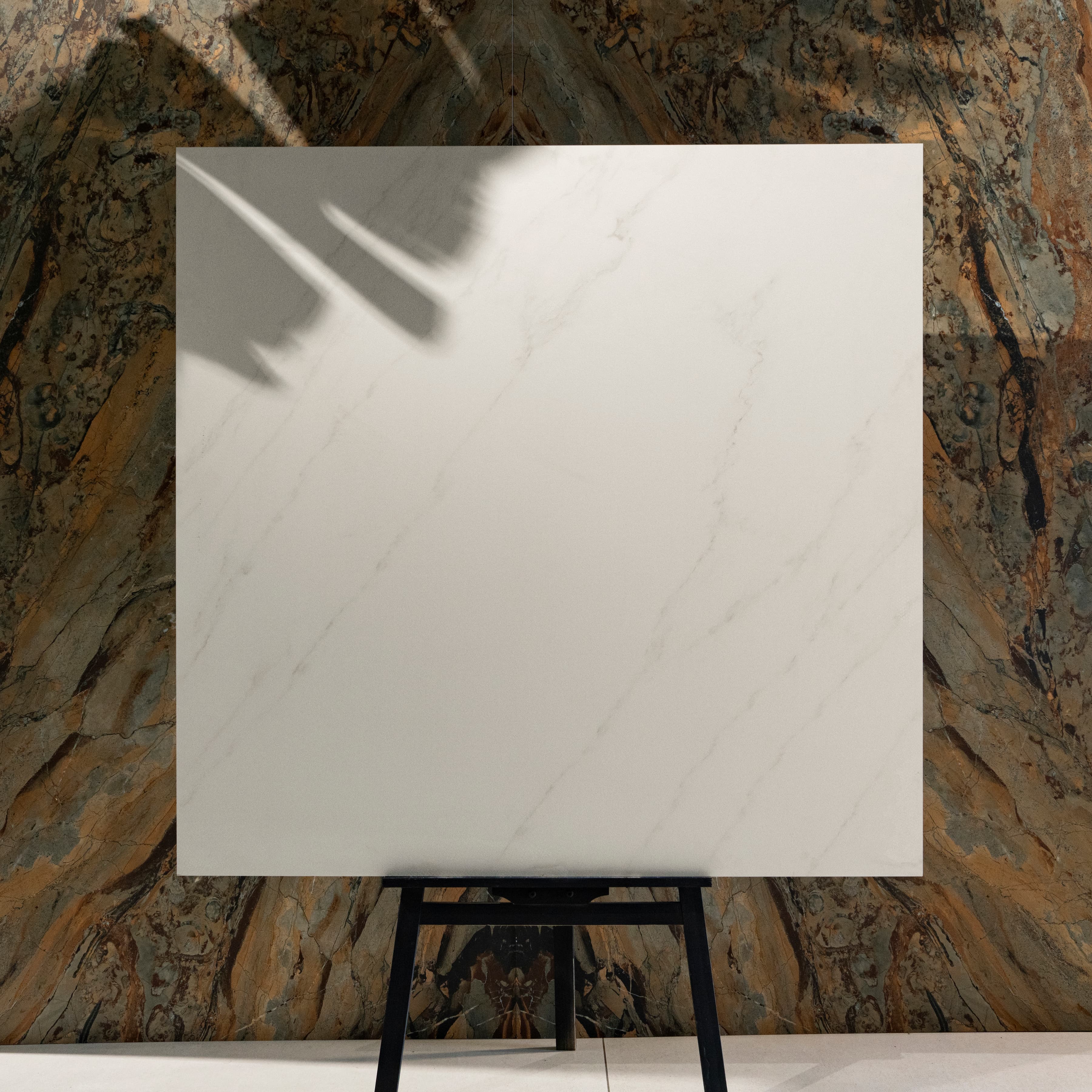 Arena Shine 120x120cm matt porcelain tile in soft beige. Elegant, durable, and ideal for walls and floors in both modern and classic interiors.