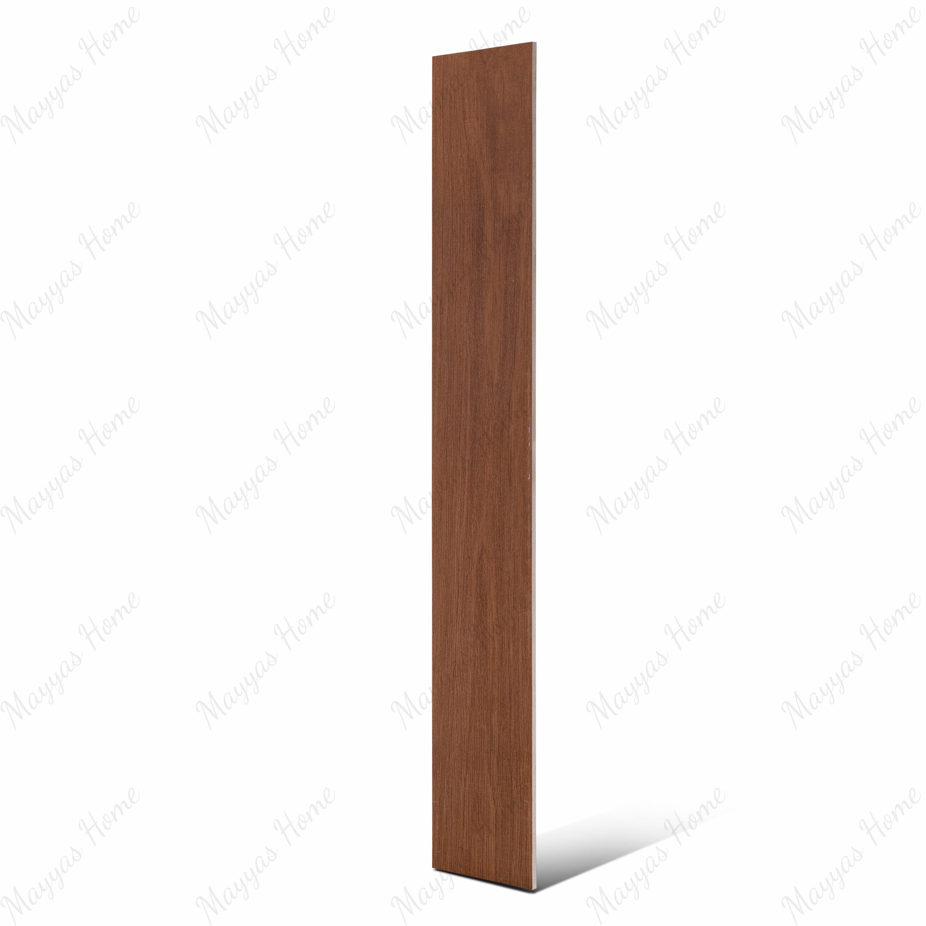 Oakland Bronze wood-look porcelain plank tile with rich brown wood grain