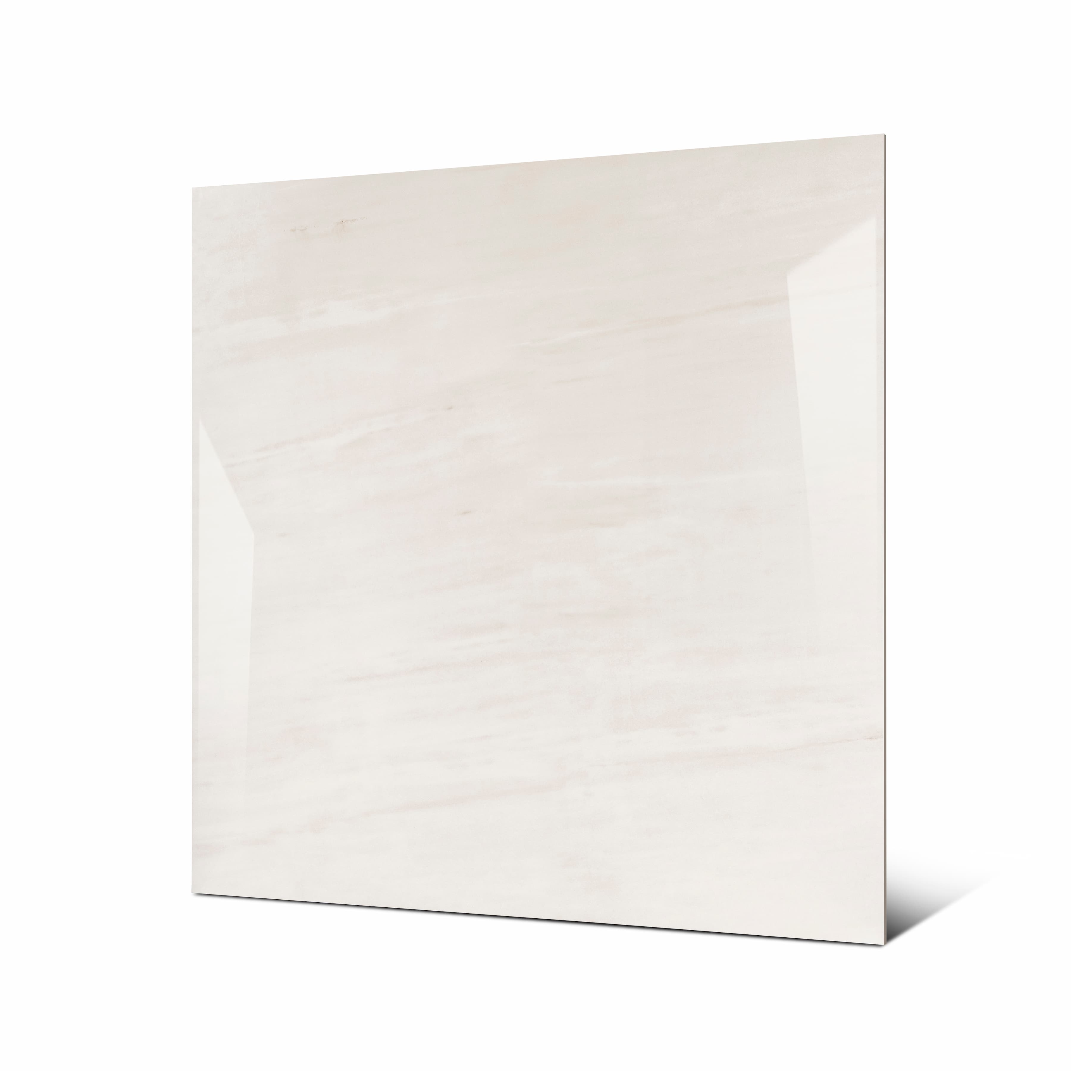 Melton Bianco large format porcelain tile angled view highlighting polished dolomite-look marble finish and rectified edges