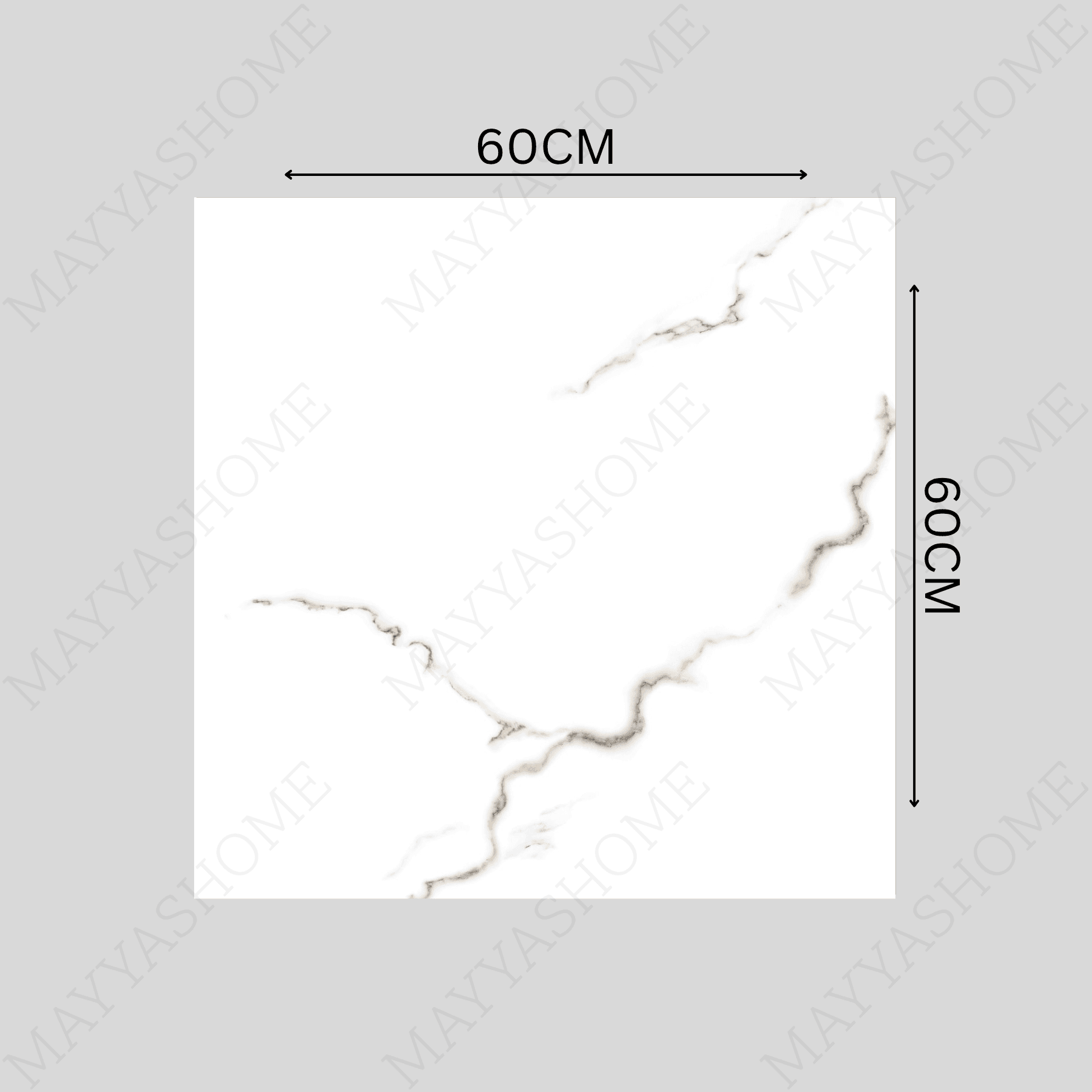 ARONA STATUARIO 60x60cm Glossy Porcelain Tile – 09MM White Marble Look