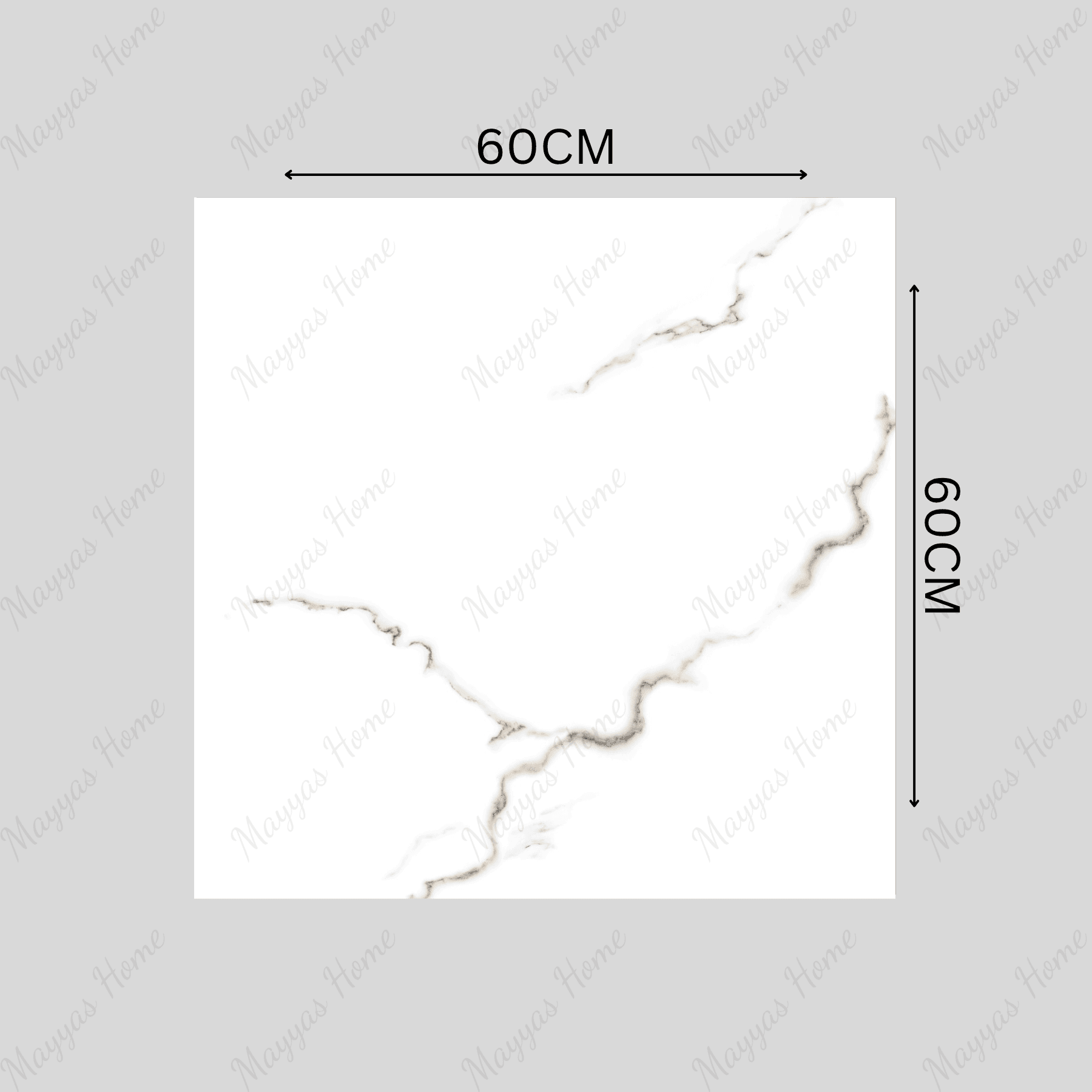 ARONA STATUARIO 60x60cm Glossy Porcelain Tile – 09MM White Marble Look