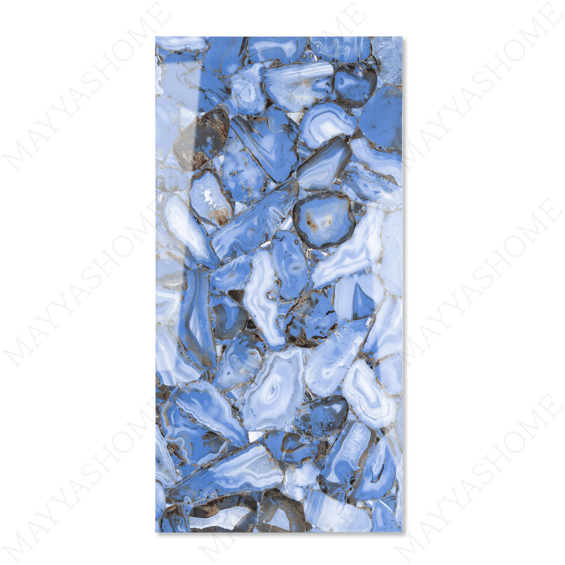 Agate Ocean porcelain tile 60x120cm 9mm thickness, ocean blue marble look design, durable porcelain tile ideal for modern floors and walls.