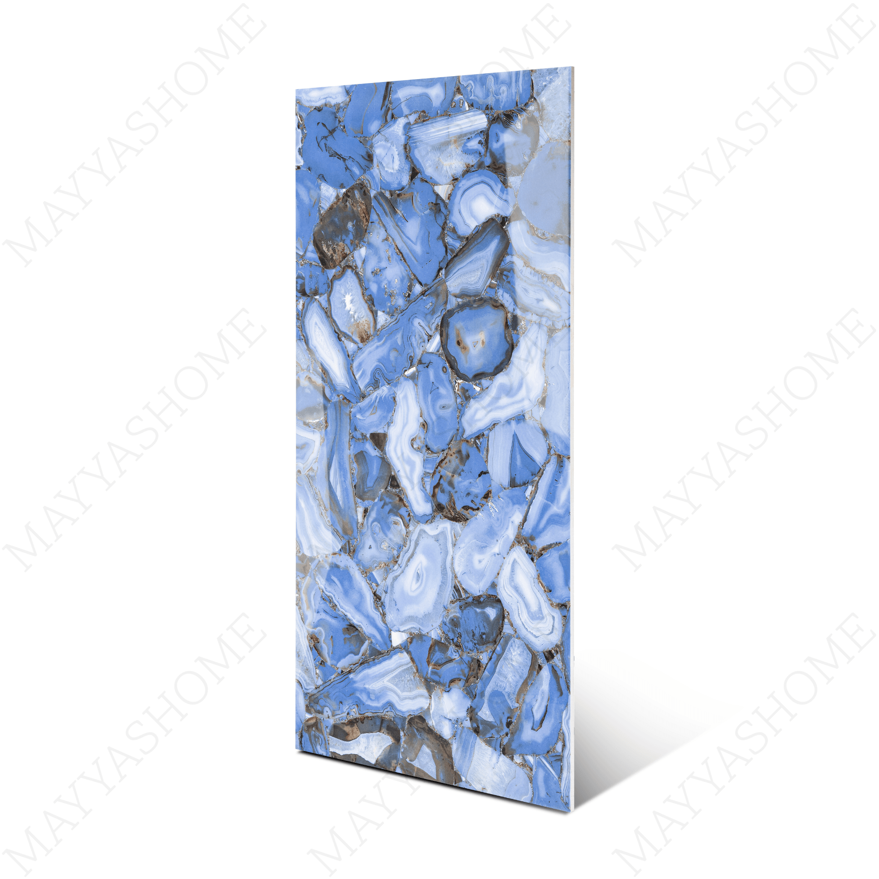 Agate Ocean porcelain tile 60x120cm 9mm thickness, ocean blue marble look design, durable porcelain tile ideal for modern floors and walls.