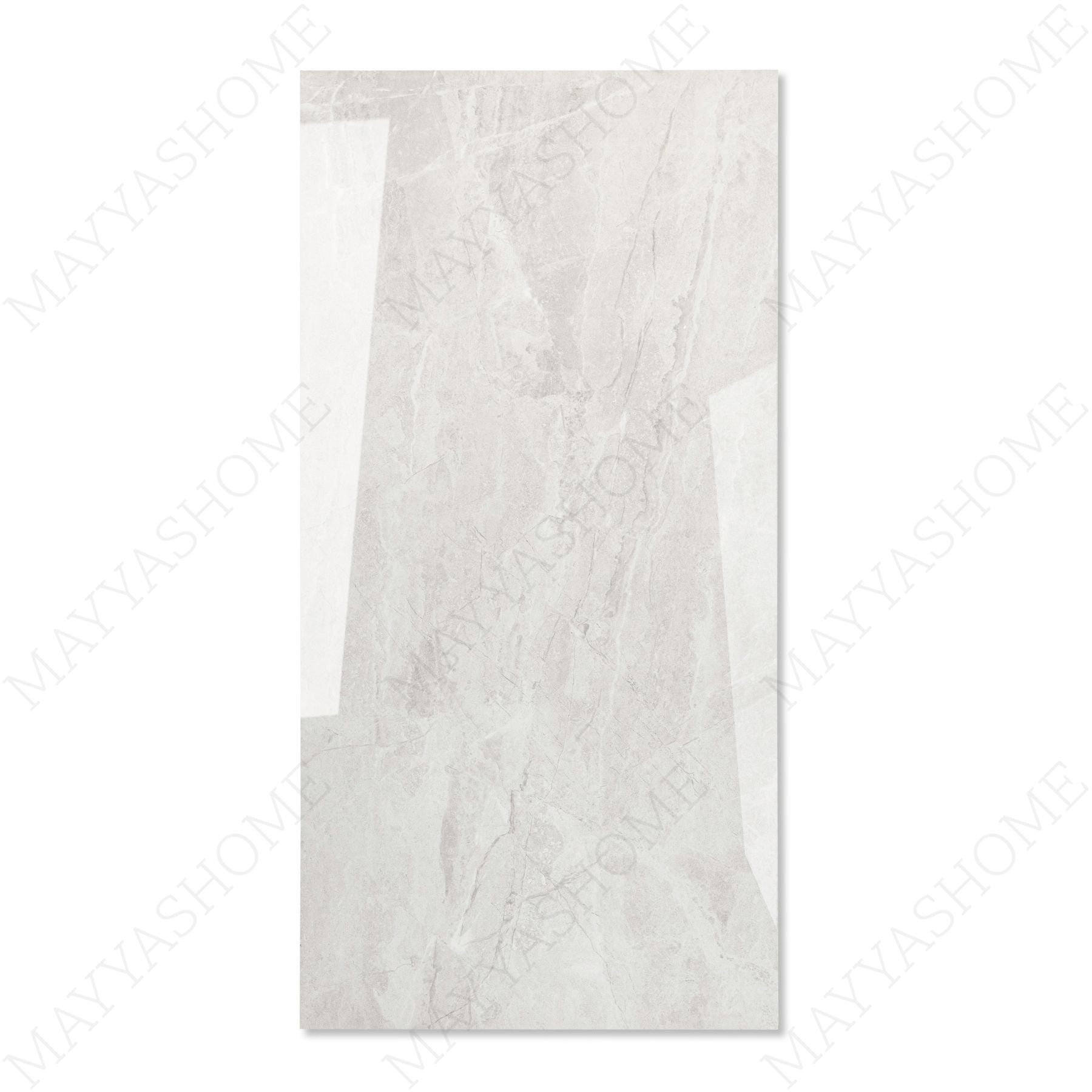 Androsh Grey glossy stone effect porcelain tile 60x120cm with 9mm thickness offers modern grey tones for elegant interiors.