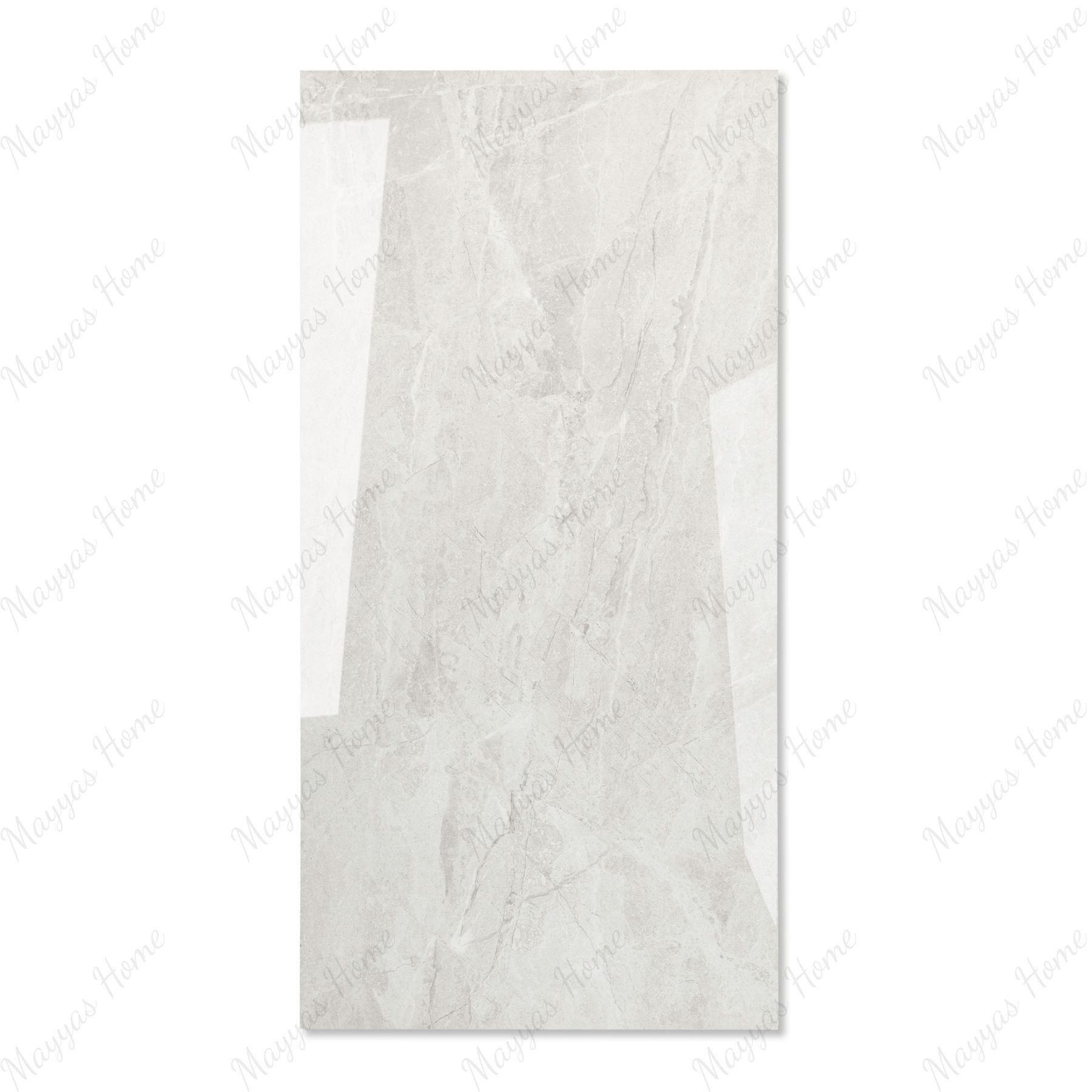 Androsh Grey glossy stone effect porcelain tile 60x120cm with 9mm thickness offers modern grey tones for elegant interiors.