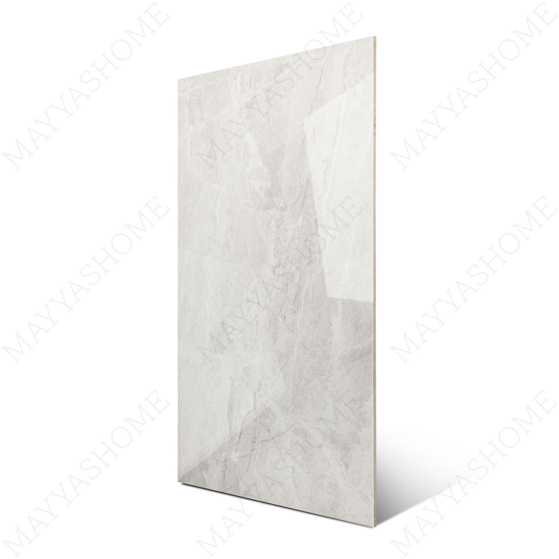 Androsh Grey glossy stone effect porcelain tile 60x120cm with 9mm thickness offers modern grey tones for elegant interiors.