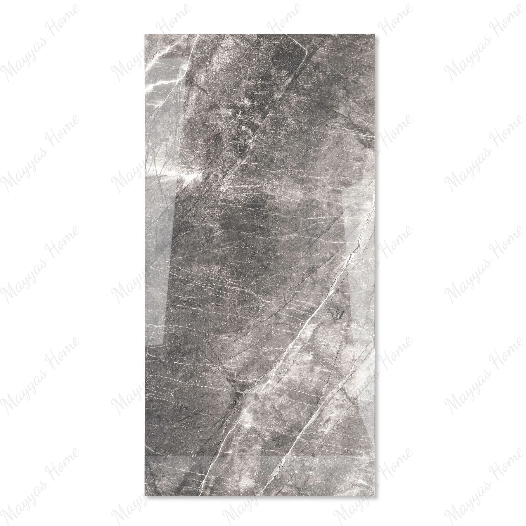 Armani Grey glossy marble effect porcelain tile 60x120cm with 9mm thickness features elegant grey tones and polished luxury finish.