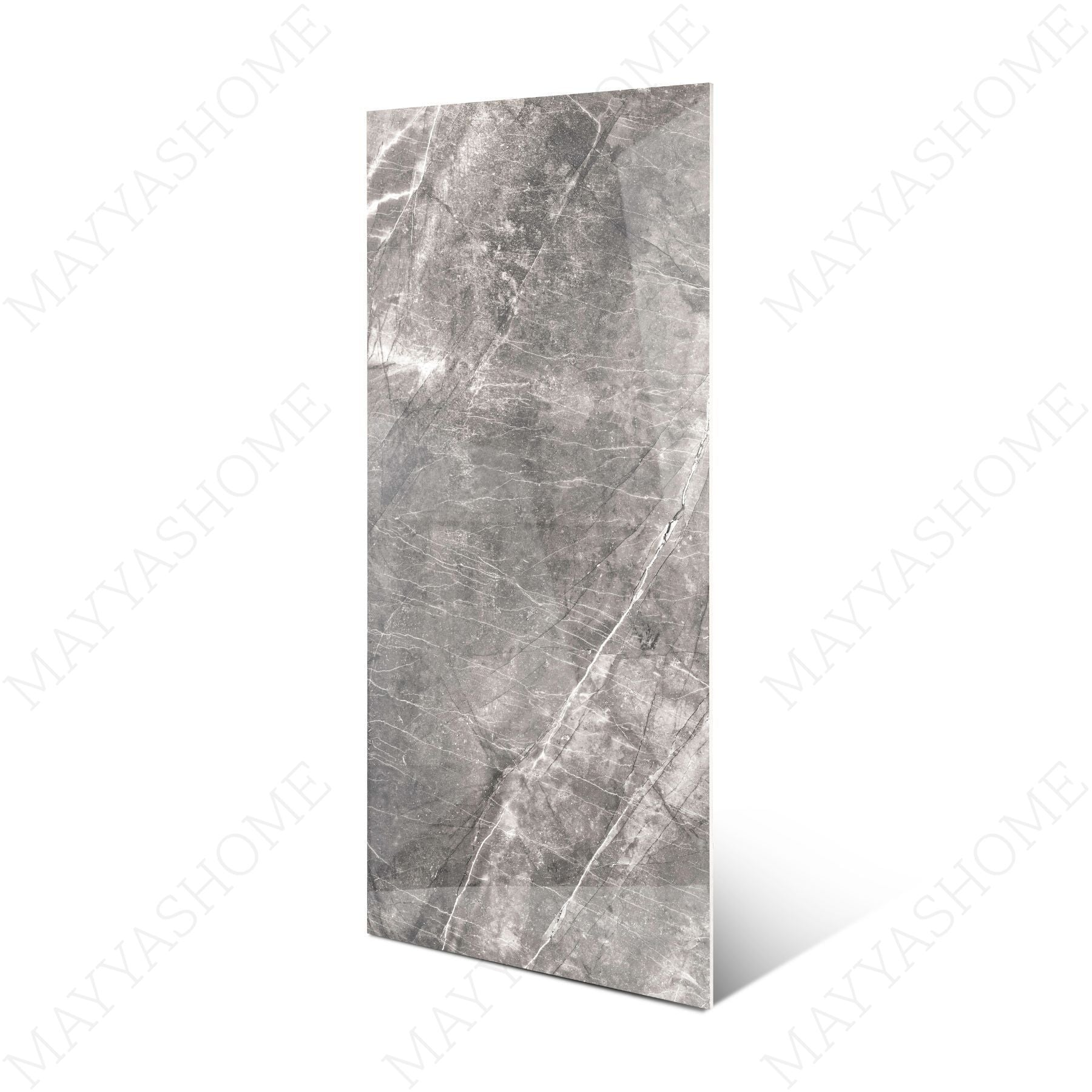 Armani Grey glossy marble effect porcelain tile 60x120cm with 9mm thickness features elegant grey tones and polished luxury finish.
