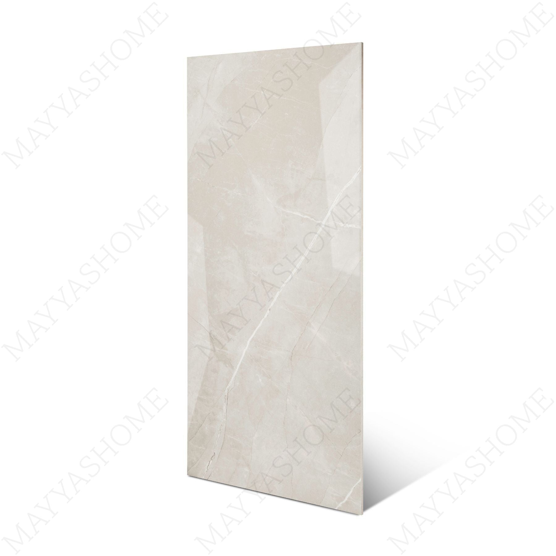 Armani Grey glossy marble effect porcelain tile 60x120cm with 9mm thickness features soft grey tones, elegant veining and polished finish for luxury interiors.