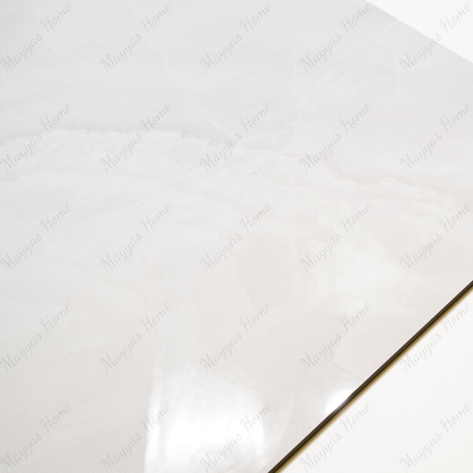 Artico Onyx Bianco glossy marble effect porcelain tile 60x120cm with 9mm thickness features white base, delicate veining, subtle onyx patterns & polished finish