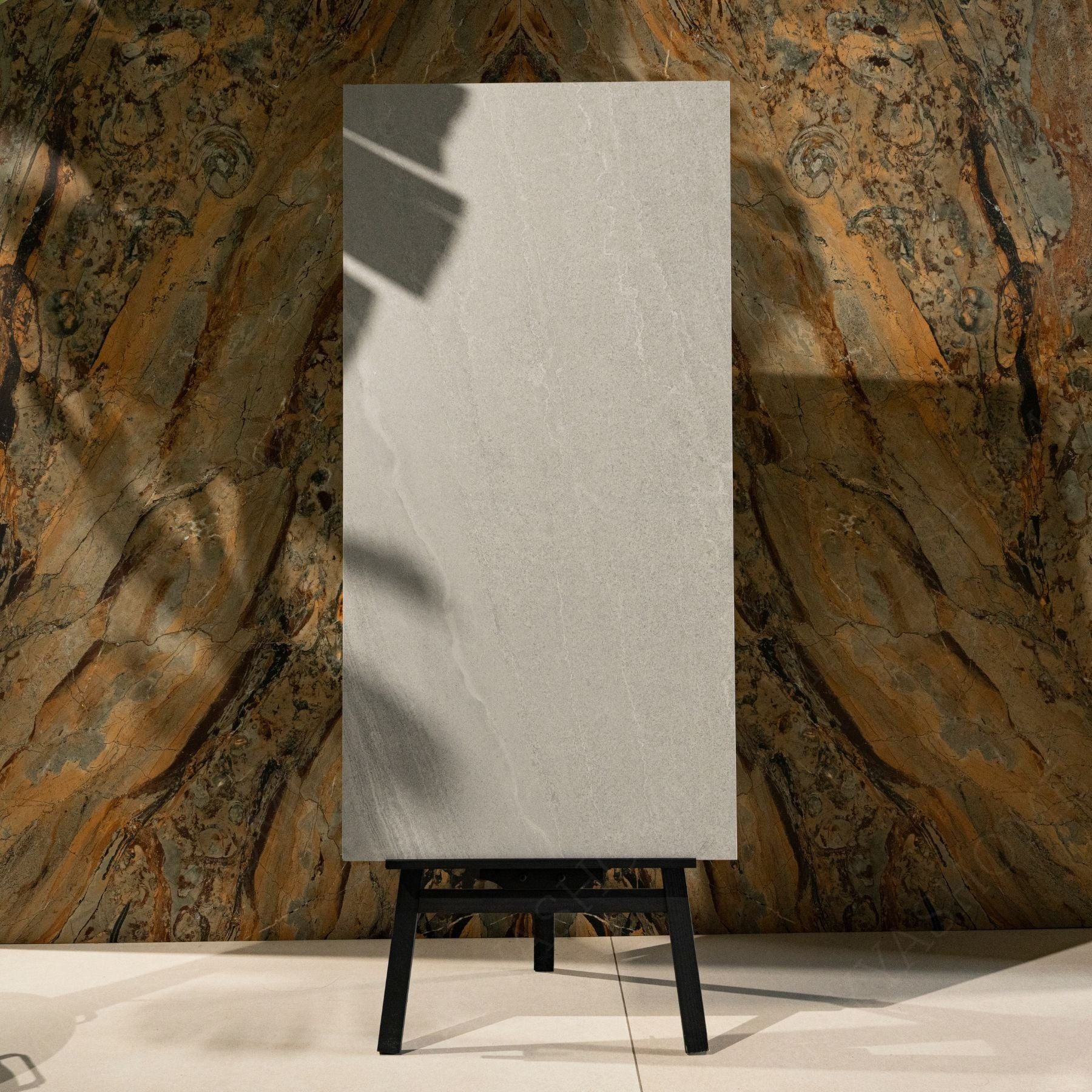 Basalt Silver Sicura porcelain tile 60×120cm with anti-slip stone finish, durable porcelain strength ideal for floors and wet areas.