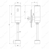 Battery-powered electronic urinal flush valve with chrome finish and external wall installation. Touchless solution for hygienic UAE washrooms.