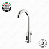 Battery-powered sensor sink mixer tap with swivel spout and chrome finish. Touchless, water-saving faucet for modern UAE bathrooms and washrooms.
