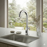 Battery-powered sensor sink mixer tap with swivel spout and chrome finish. Touchless, water-saving faucet for modern UAE bathrooms and washrooms.