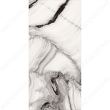 Bianco Lasa 80x160cm high glossy porcelain tile, 09mm thick with a white marble look and subtle veining. Bright, elegant, and durable for modern interiors.