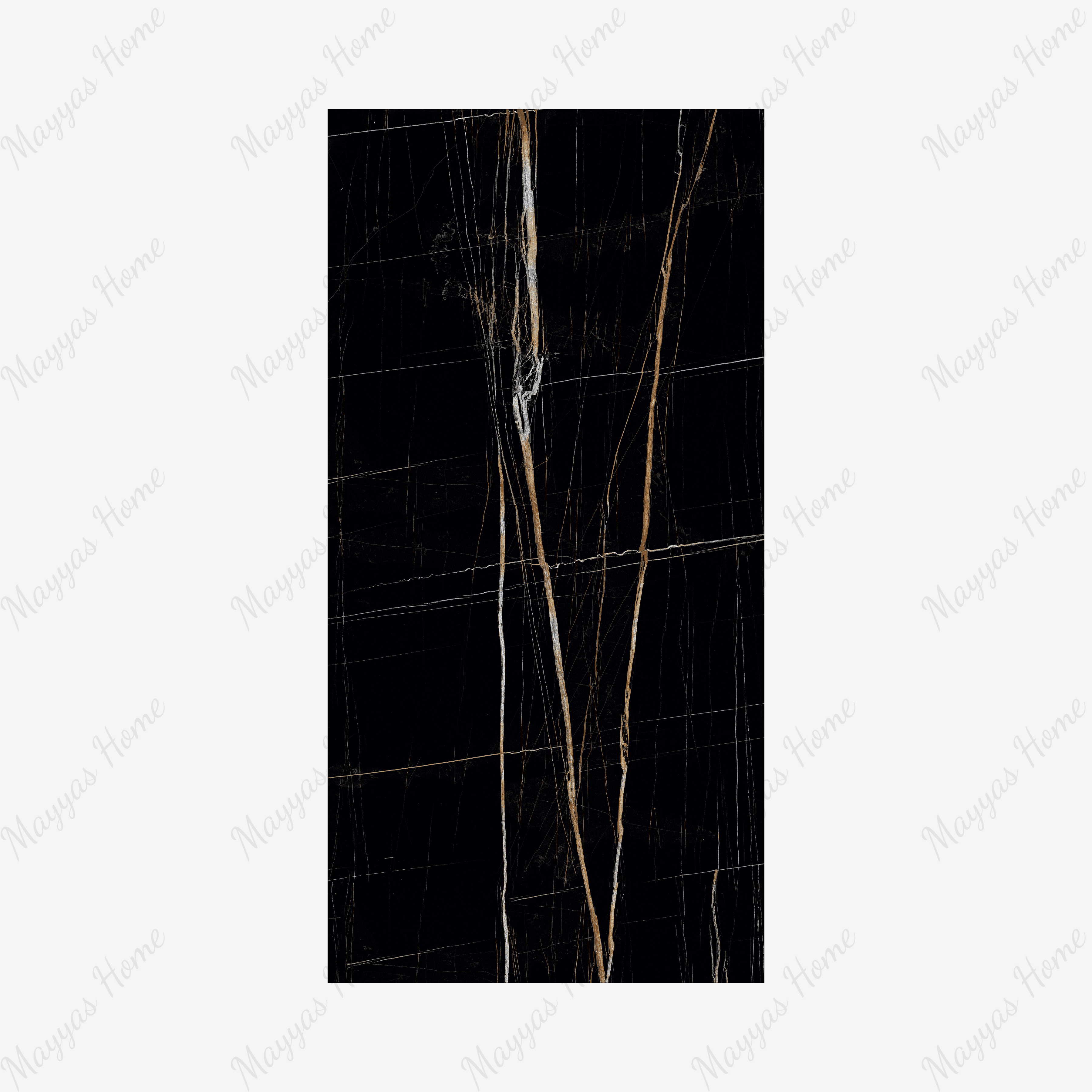 Black Beauty 120x240cm high glossy tile with rich black tones and elegant veining. Perfect for luxury interiors, feature walls, and modern spaces.