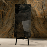 Black Panther Onyx porcelain tile 60x120cm 9mm thickness, bold marble look design, durable porcelain, ideal for luxury floors and walls.