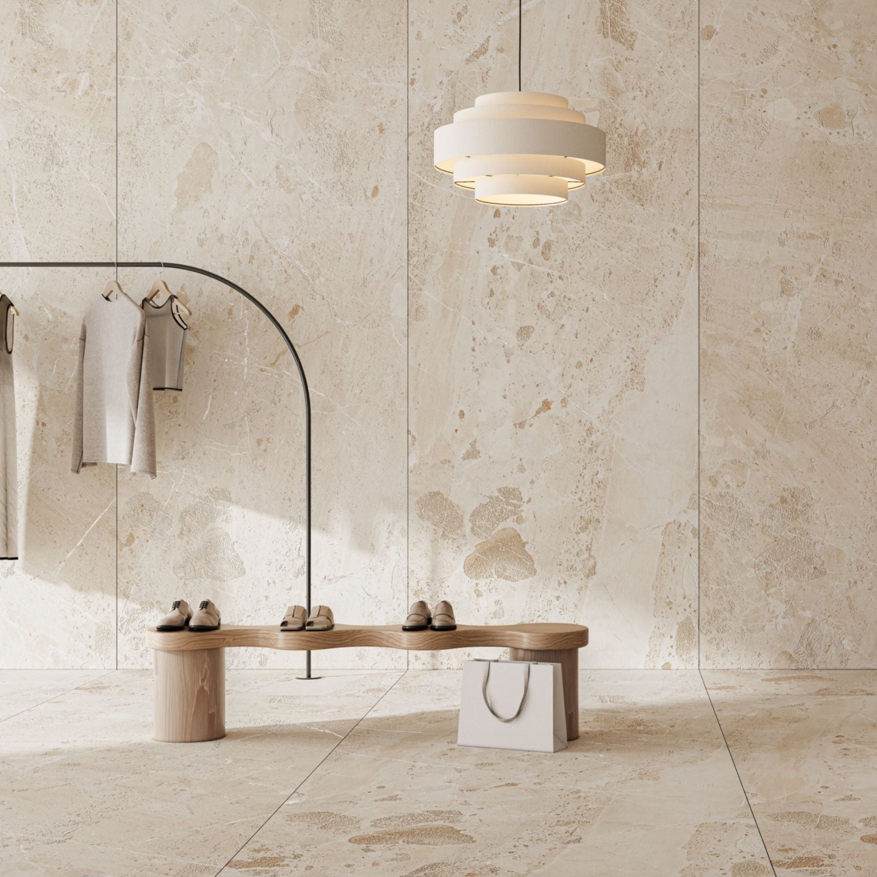 Breccia Bianco Shape+ Colorbody porcelain slab 120x280cm, 9mm thick, with deep marble veining for striking floors, walls and contemporary interiors.