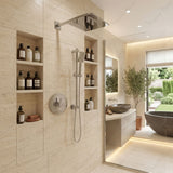 Built-in timed shower tap with 15–25 second push-button control, installation box and anti-vandal protection for UAE commercial and public shower facilities.