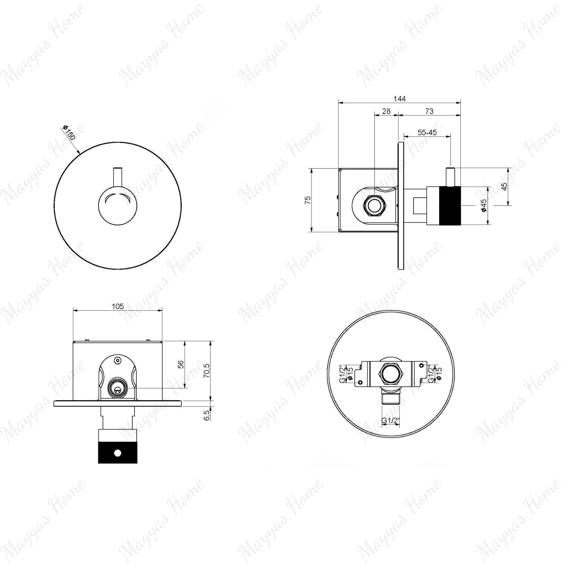 Built-in timed shower tap with 15–25 second push-button control, installation box and anti-vandal protection for UAE commercial and public shower facilities.