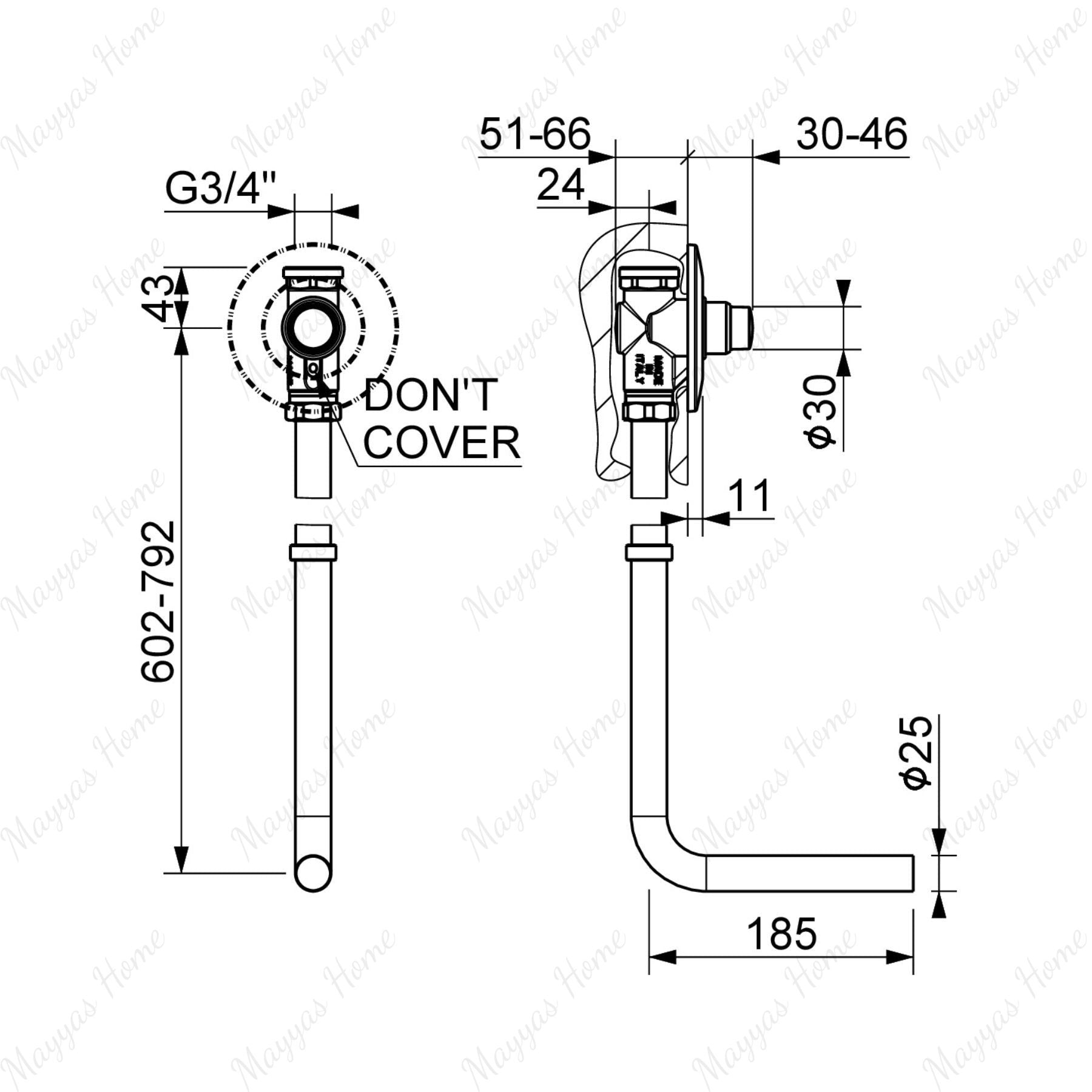 Built-in timed toilet flush valve with push-button timer control, integrated drain pipe and G 3/4” connection. Ideal for UAE commercial, hospitality, healthcare and public washrooms.