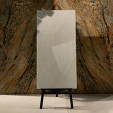 Burlington White matt marble effect porcelain tile 60x120cm with 9mm thickness features clean white tones, soft veining and elegant smooth finish.