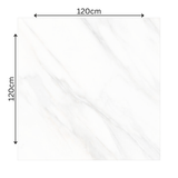 CALCATTA AURORA – 120x120cm glossy porcelain tile with premium Calacatta marble design. Large format tile for elegant, modern interiors.